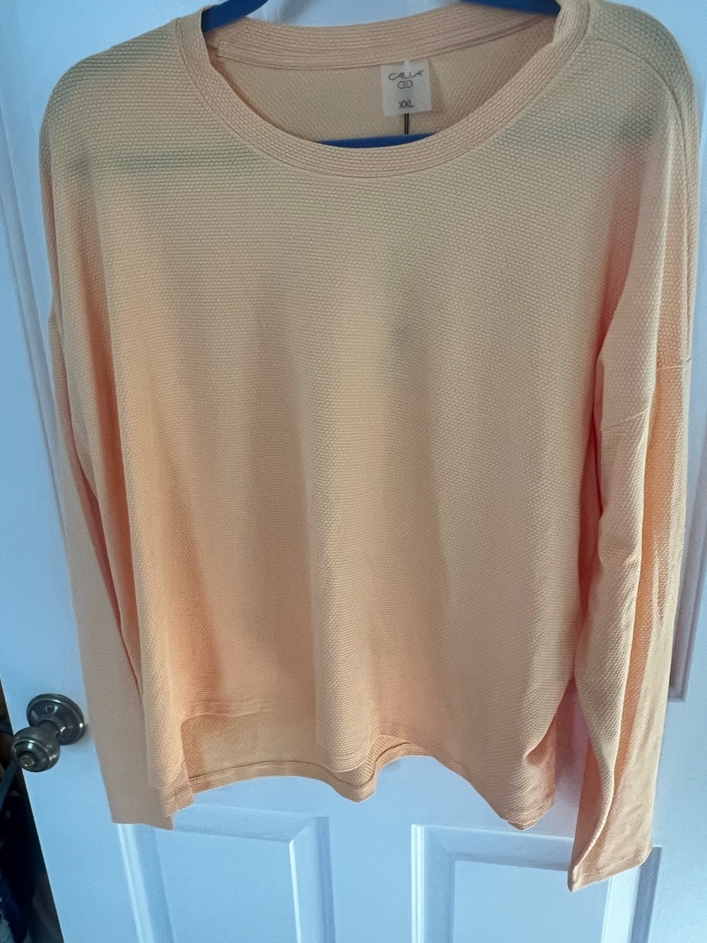Calia Peach Textured Long-Sleeve Athletic Shirt NWT
